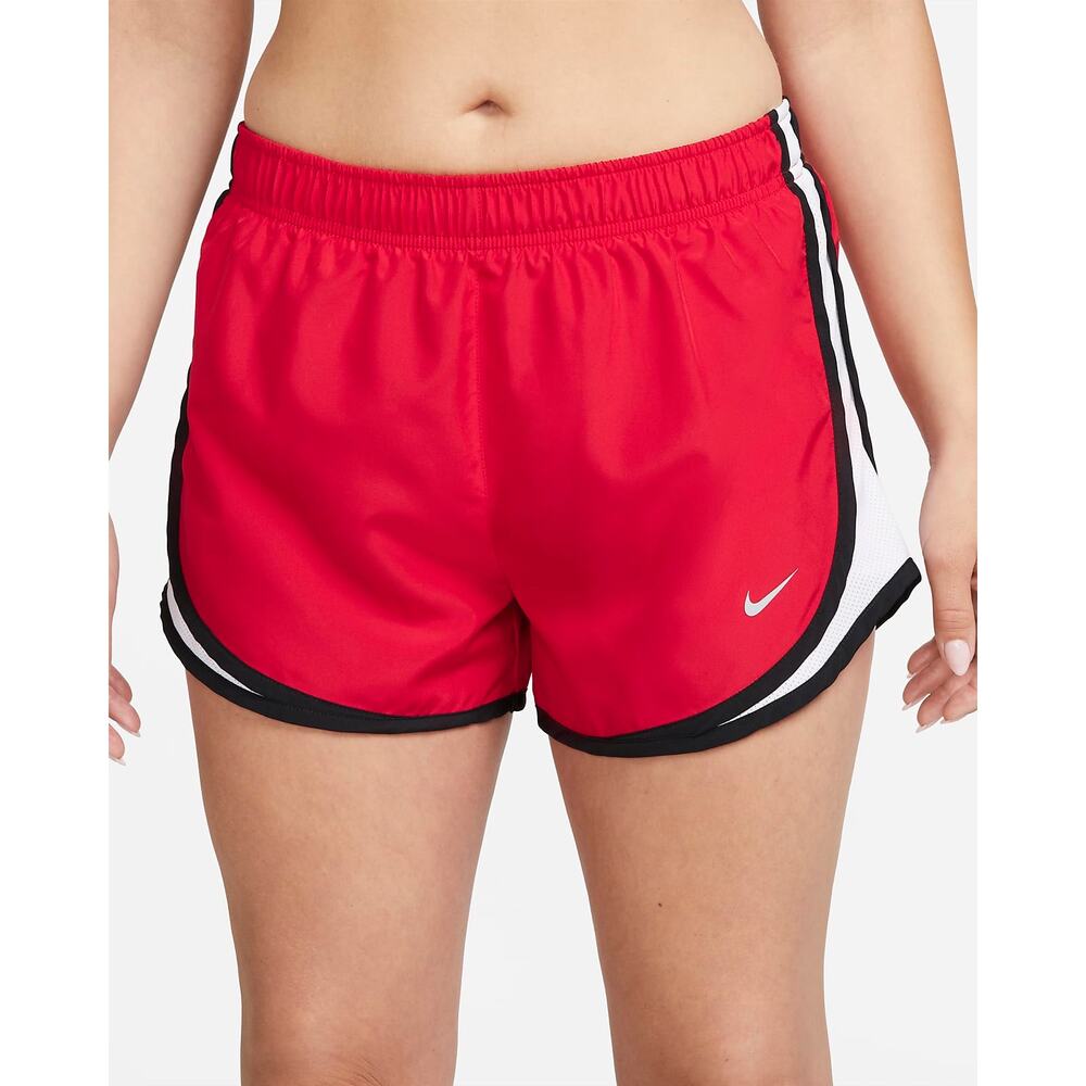 Nike Womens Shorts S 4 6 Red Running Short Athletic Gym Dri-Fit Tempo White